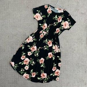 Black flora midi dress
